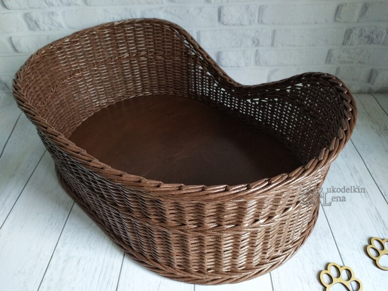 Dog and cat basket wicker dog bed small dog basket pet bed Etsy