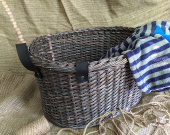 Large Wicker Laundry Basket Oval Basket with Handle Oval Laundry Basket Large Storage Basket Laundry Basket Log Basket