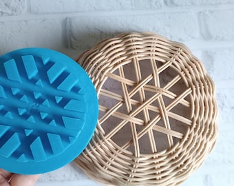 Design templates from rattan, paper, jute, willow. Set for weaving baskets. Form for needlework from a rattan. Rattan weaving guide