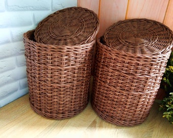 Handwoven Round Basket with Lid: Closet Organizer