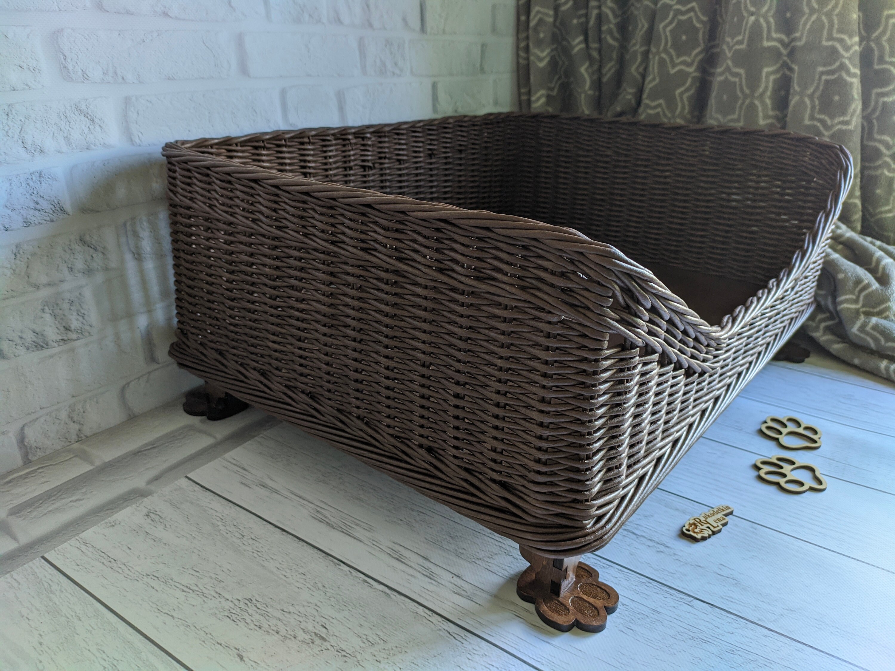Pet Bed Wicker Basket Dog and Cat Bed Etsy