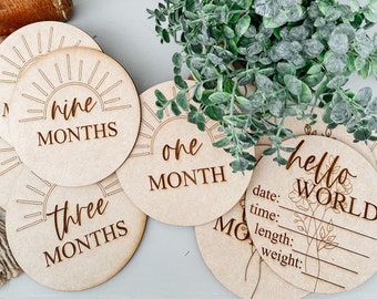 BUNDLE, Digital File Bundle, Monthly Milestones, Baby Milestones, Baby Monthly Milestone SVG, Laser Cut File, Glowforge svg, Glowforge file