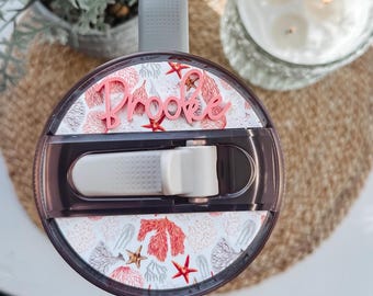 Stanley Pro Tour Beach Name, Stanley Leakproof Lid Topper, Stanley Topper Tag, ProTour Tumbler Tag, Adhesive Name Plate, Flip Straw Lid Tag