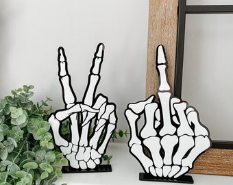 DIGITAL FILE Skeleton Hand Bundle, Skeleton Hand SVG, Skeleton Middle Finger, Skeleton Peace Sign, Skeleton Laser File, Halloween Laser File