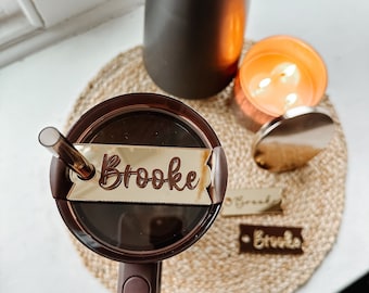 Chocolate & Gold Stanley Topper, Gold Stanley Topper, Brown Stanley Topper, Personalized Stanley Topper, Custom Tumbler Topper, Stanley Name