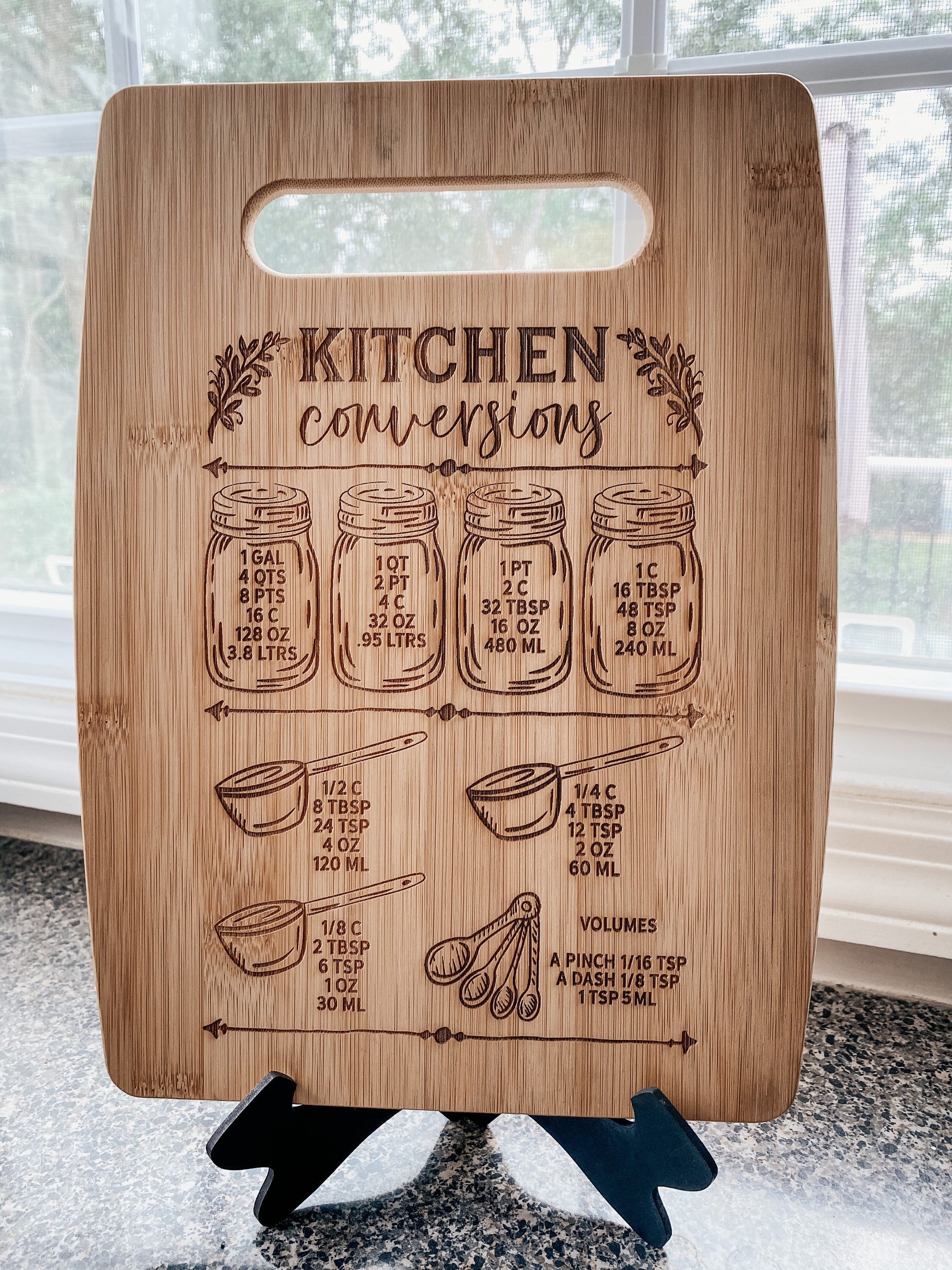 Cooking Conversion Board Kitchen Conversion Cutting Board, Kitchen Conversion Chart, Kitchen ...