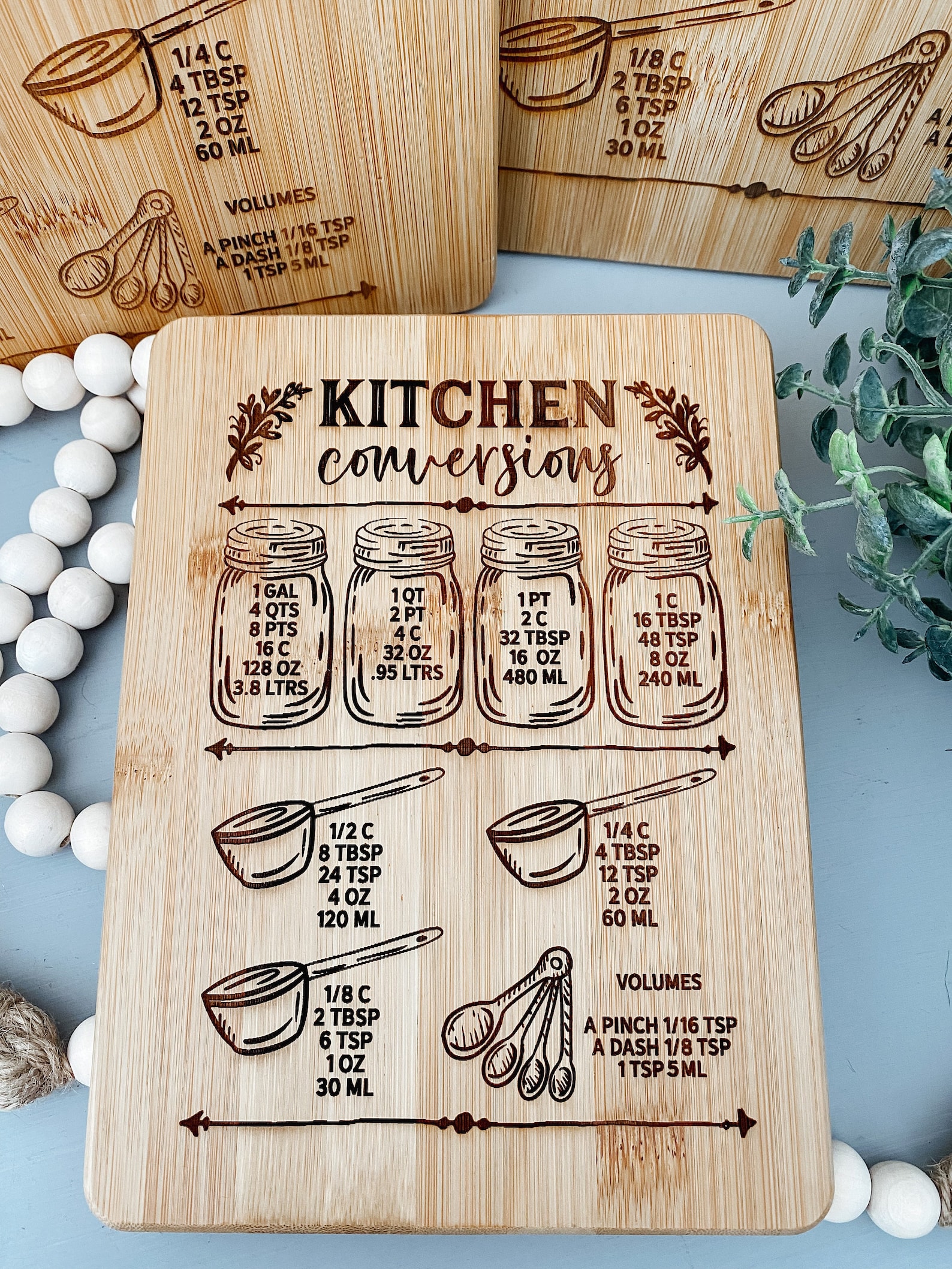 Kitchen Conversion Cutting Board Kitchen Conversion Chart Etsy