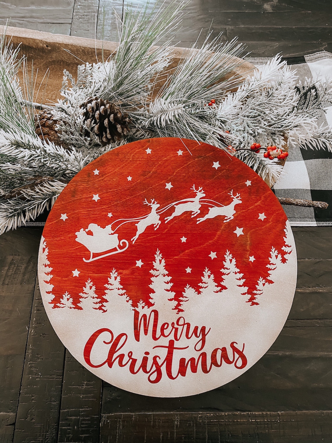 Merry Christmas Sign Round Merry Christmas Sign Christmas - Etsy