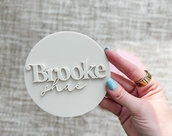 Round Baby Name Sign, 3D Name Sign, Newborn Baby Sign, Hospital Photo Prop, Baby Photo Prop, Baby Announcement Sign, Newborn Name Sign