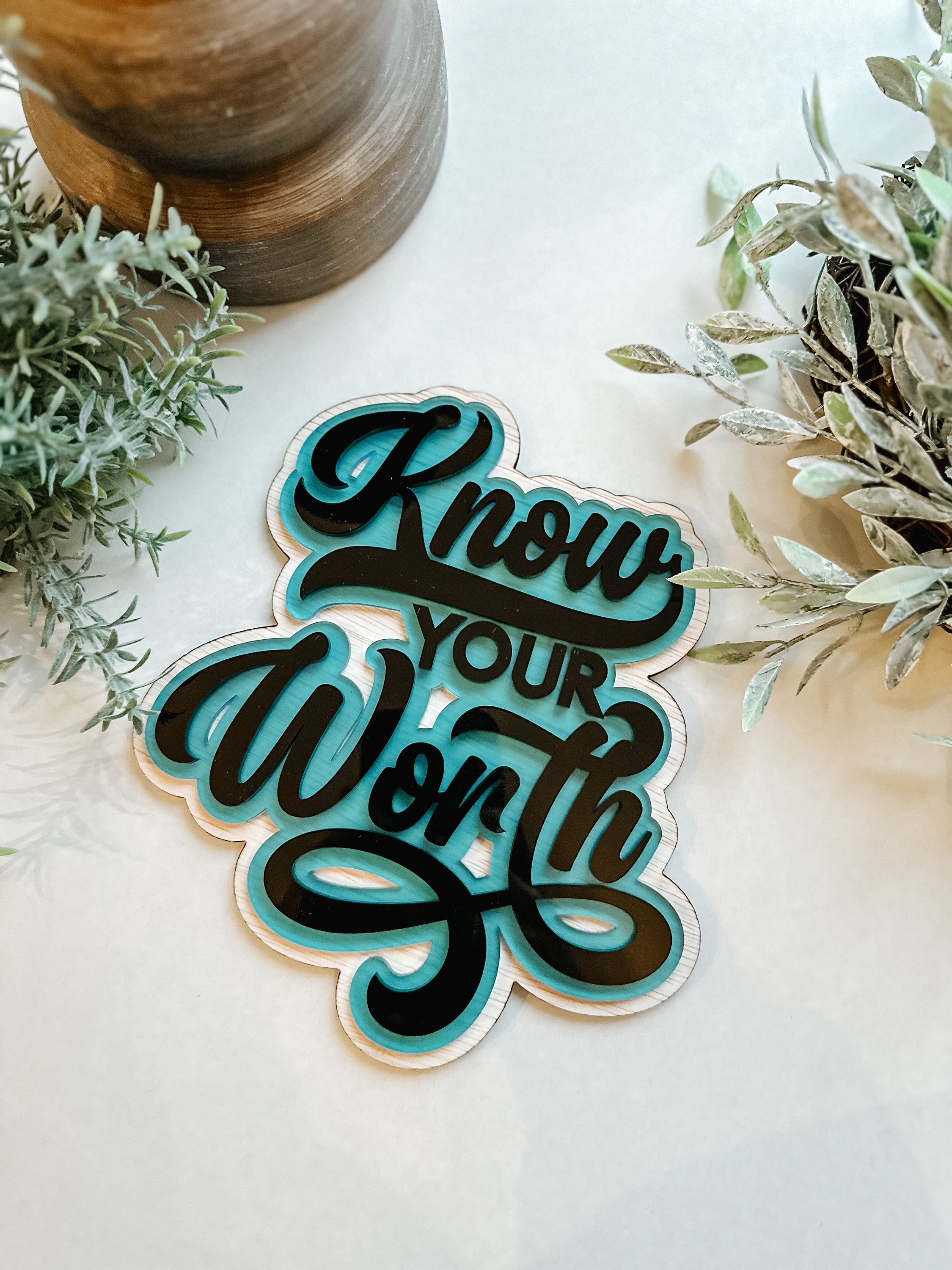 Know Your Worth SVG, 3D Quote SVG, Inspirational Quote File, Glowforge ...