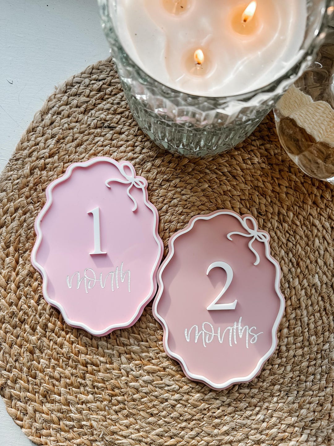 Scallop Bow Monthly Milestones, Baby Monthly Milestones, Baby Milestone ...