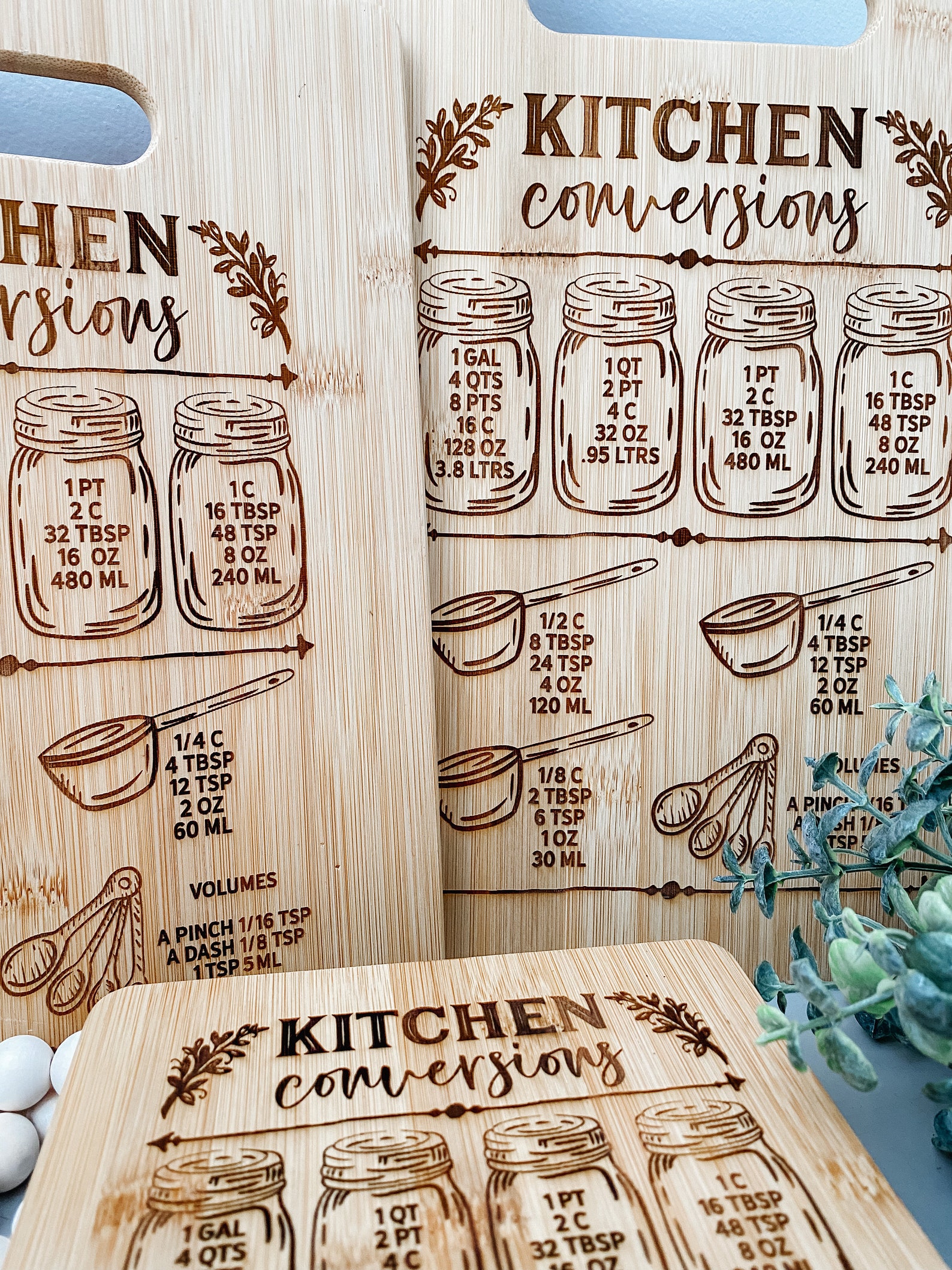 Kitchen Conversion Cutting Board Kitchen Conversion Chart Etsy