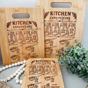Kitchen Conversion Cutting Board, Kitchen Conversions Chart, Kitchen Cutting Board, Engraved Cutting Board, Housewarming Gift, Conversions