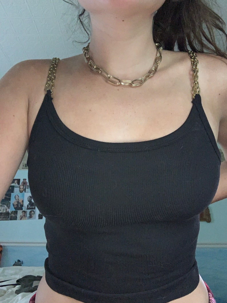 Black Cropped Chain Tank Top | Etsy