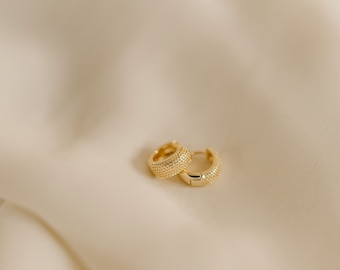 Small Gold-Filled Huggie Earrings: Beaded Snap Closure