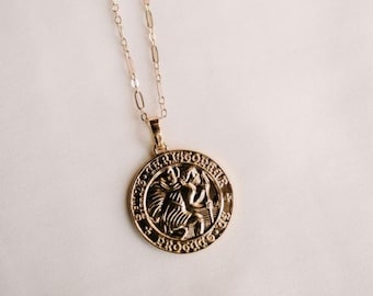 24k Gold Filled Saint Christopher Necklace: Catholic Jewelry Gift