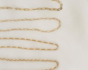14K Gold-Filled Necklace Chain: Paperclip, Figaro, Rope