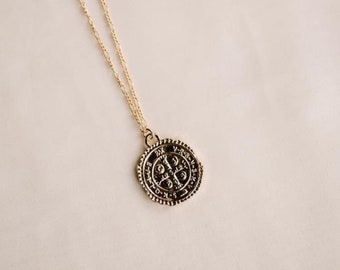 Gold Filled Cross Pendant Necklace: Handmade Coin Jewelry