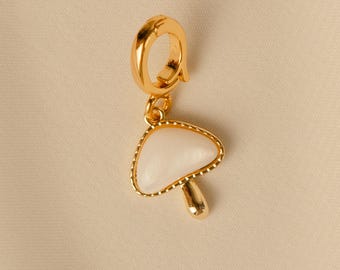 Opal Mushroom Charm, 14k Gold Plated, DIY Jewelry