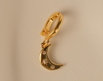 Gold Crescent Moon Charm, Hinge Clasp, DIY Jewelry