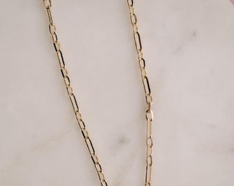 18k Gold Filled Necklace: Long Short Link Chain