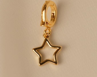 Gold Star Charm with Hinge Clasp, DIY Jewelry Accessory