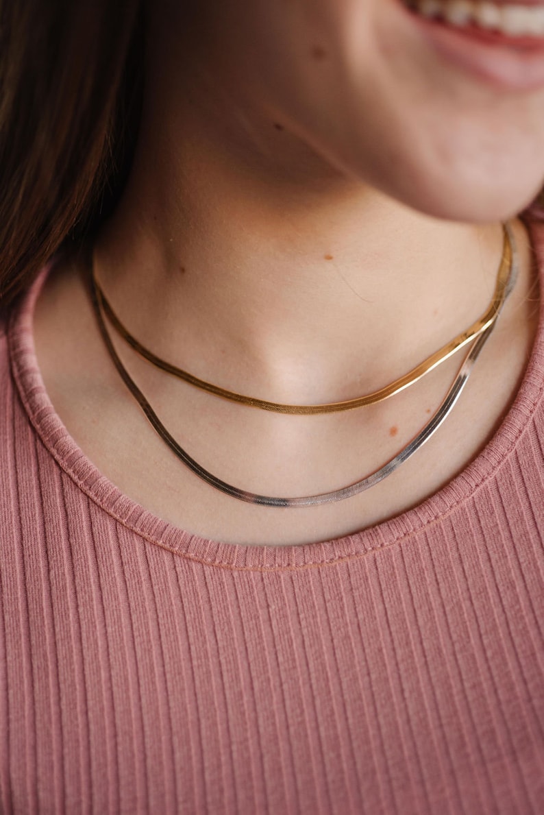 Herringbone Chain Snake Chain 18k Gold Vermeil Gold Etsy