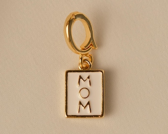 14k Gold Plated MOM Charm, DIY Hinge Clasp Accessory