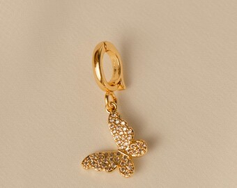 Gold Butterfly Charm, Personalized Necklace & Bracelet Accessory