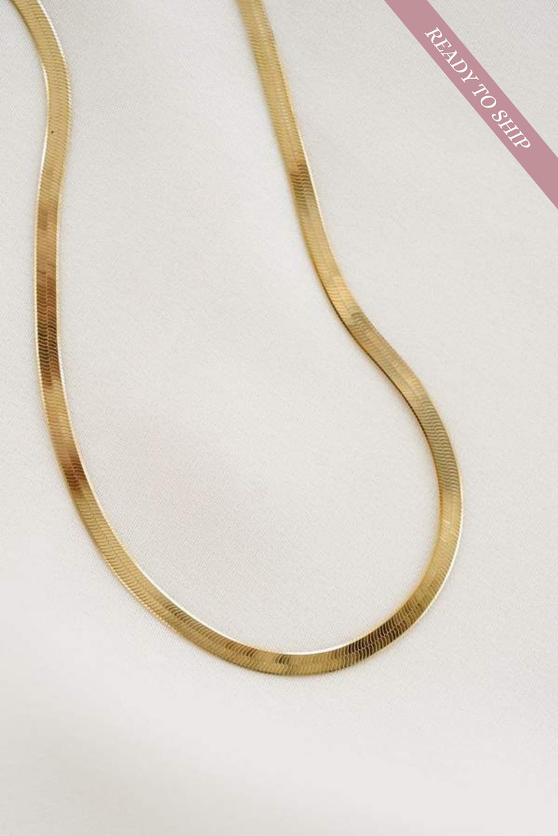 Herringbone Chain Snake Chain 18k Gold Vermeil Gold Etsy