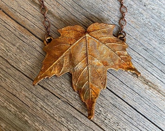 Maple Leaf Necklace ~ Copper Electroformed, Earthy Necklace, Woodland Jewelry, Boho Necklace, Witchy Jewelry