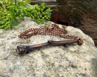 Herkimer Diamond on Branch Necklace ~ Copper Electroformed