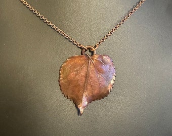 Basswood Leaf Necklace ~ Copper Electroformed