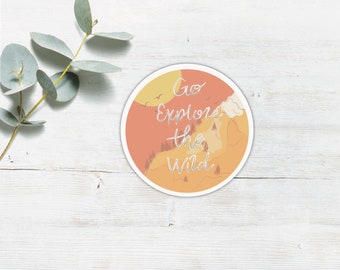 Explore Sticker | Mountain Sticker | Laptop Sticker | Water Bottle Sticker | Forest | Explore | Vinyl Sticker | Vinyl Decal