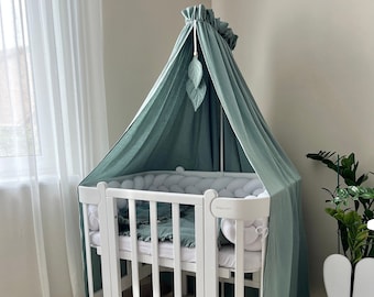 Muslin Baldachin, cotton crib canopy, Baby Baldachin, Custom Baldachin, Nook Baldachin, Nursery Canopy, Play canopy, Green Crib canopy