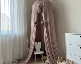 Dosel de cuna color cacao y capuchino, dosel de cama para niños, tienda de juegos suave, mosquitera para cuna, cortinas de cama, dosel de cama tipo casita para niños pequeños