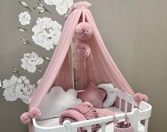 Dosel para cuna de bebé, dosel para cuna de recién nacida, dosel para guardería, dosel para niña, dosel para niños hecho a mano, mosquitero