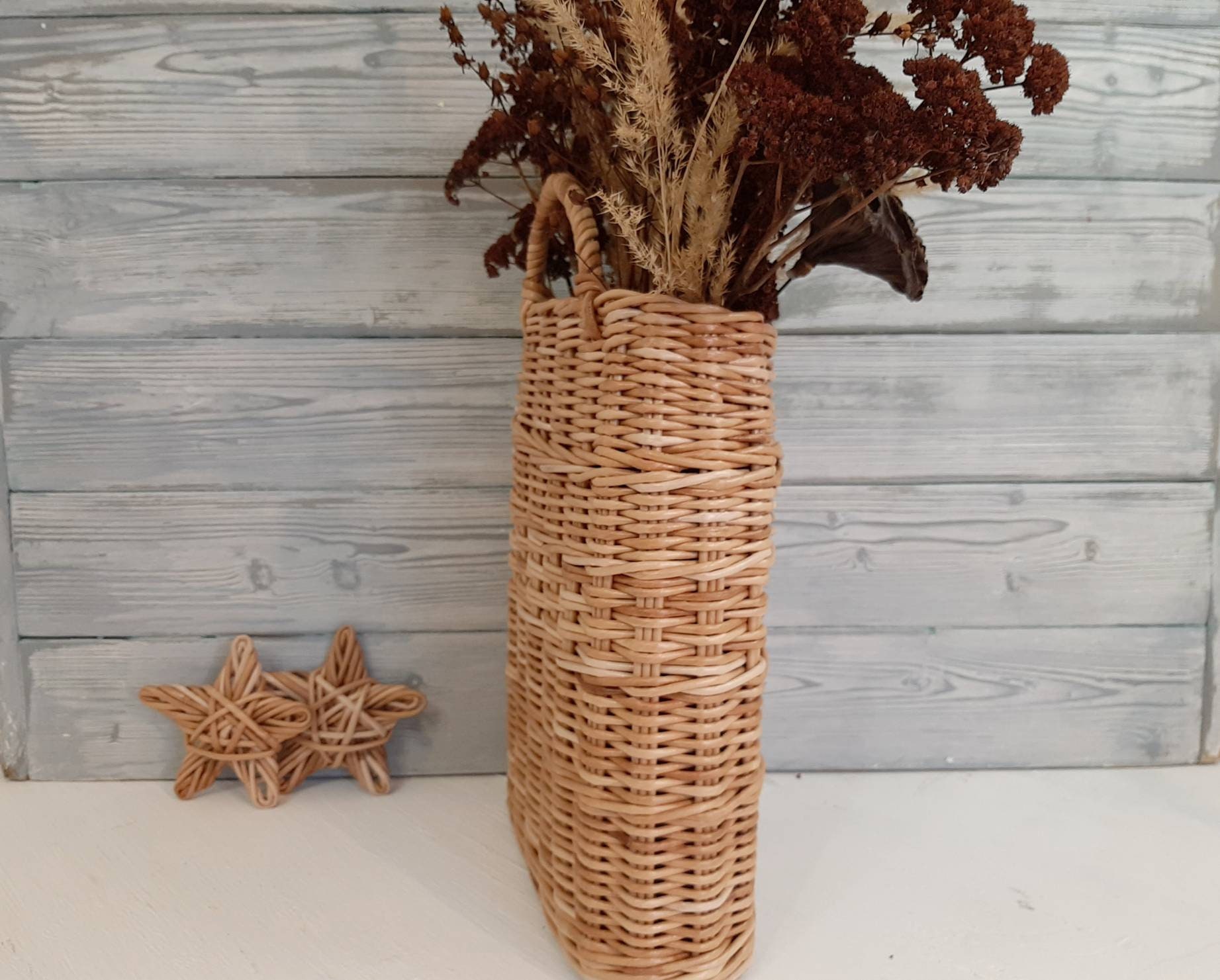 Front door hanging basket Wicker door flower basket Country Etsy