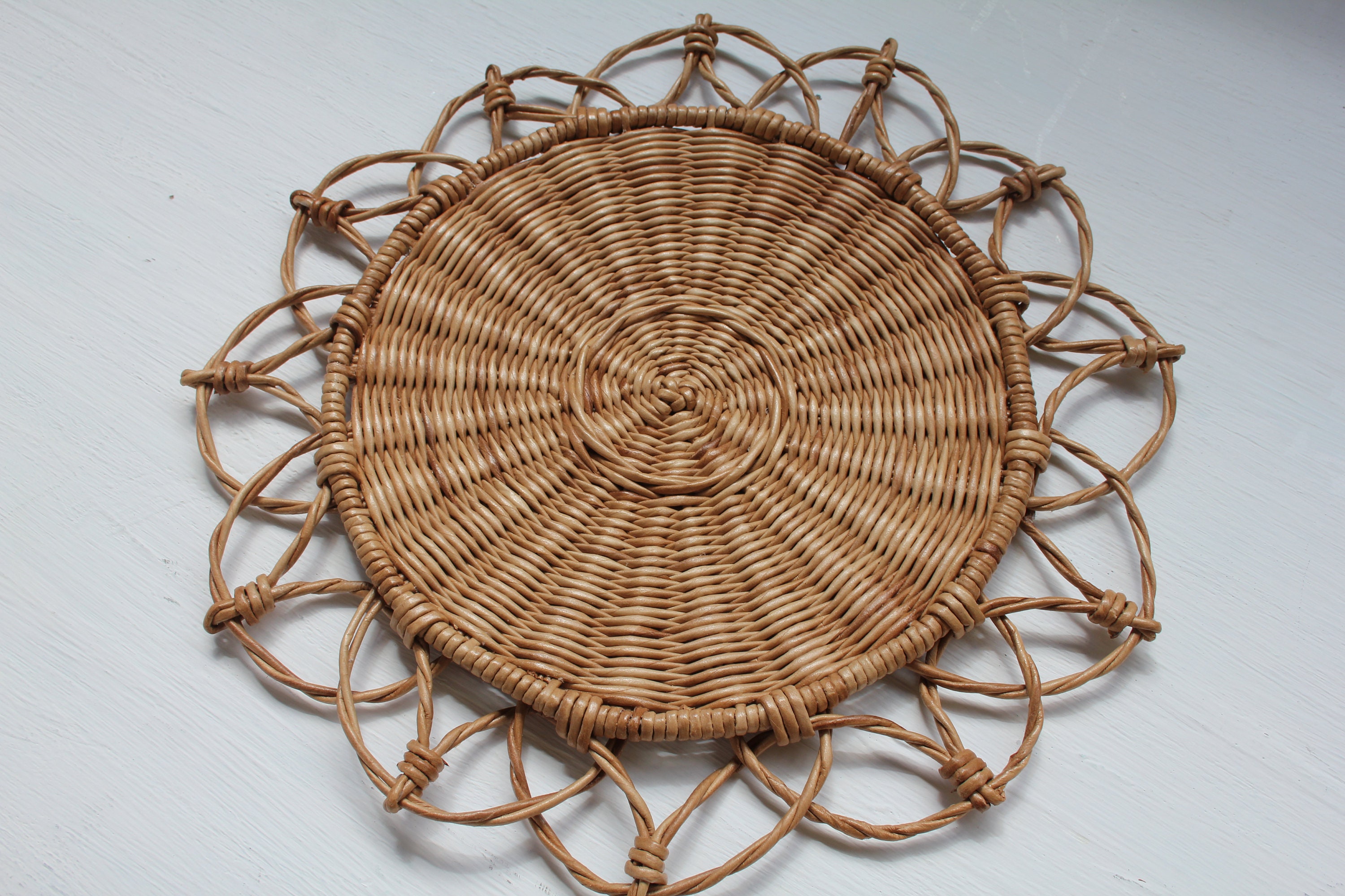 Wicker wall hanging round baskets set of 3 Boho baskets Etsy