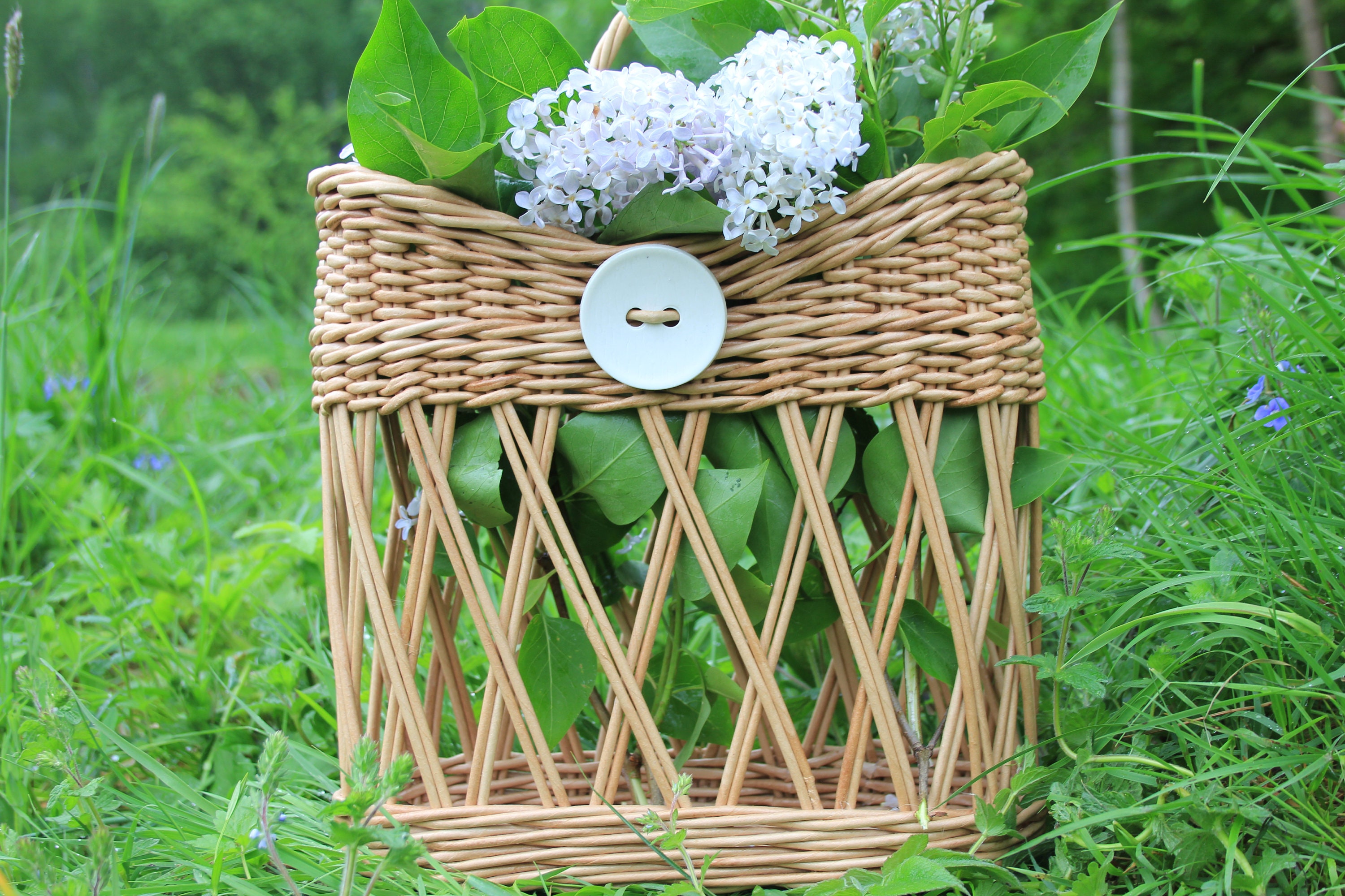 Front door hanging basket Wicker door flower basket Country Etsy