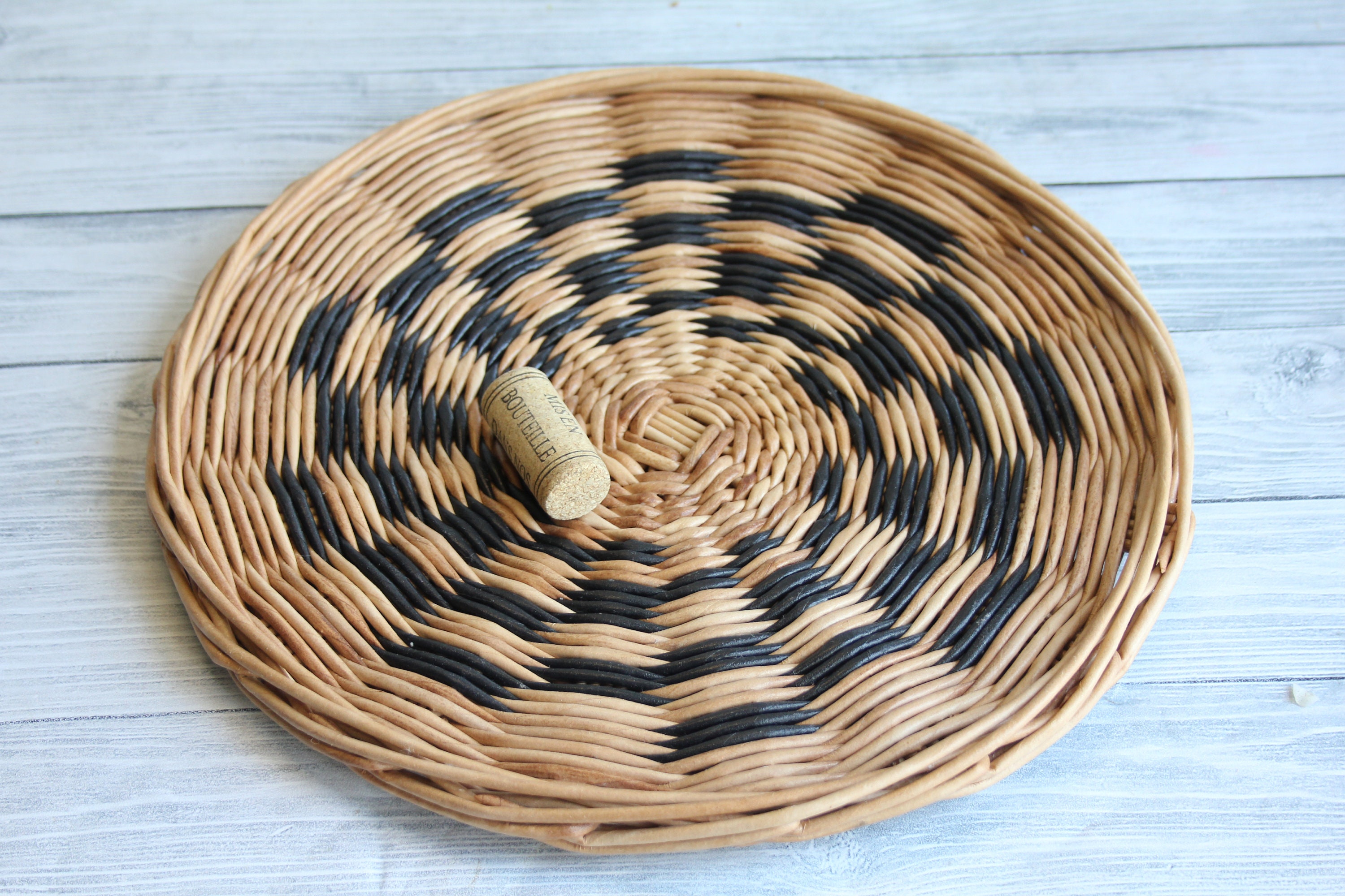 Set of 3 wall hanging basket Black woven basket Boho wall Etsy