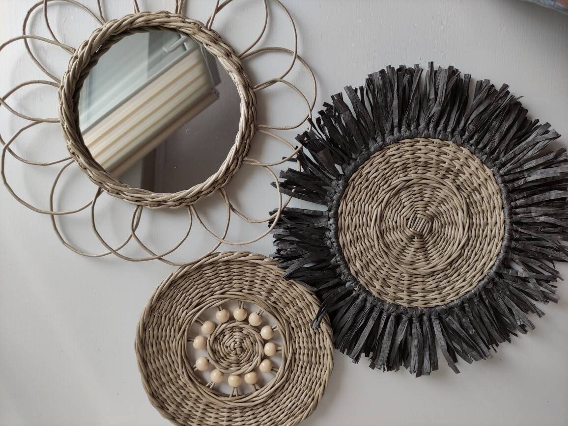 Wicker wall hanging baskets set of 3 ??oho decor basket with Etsy