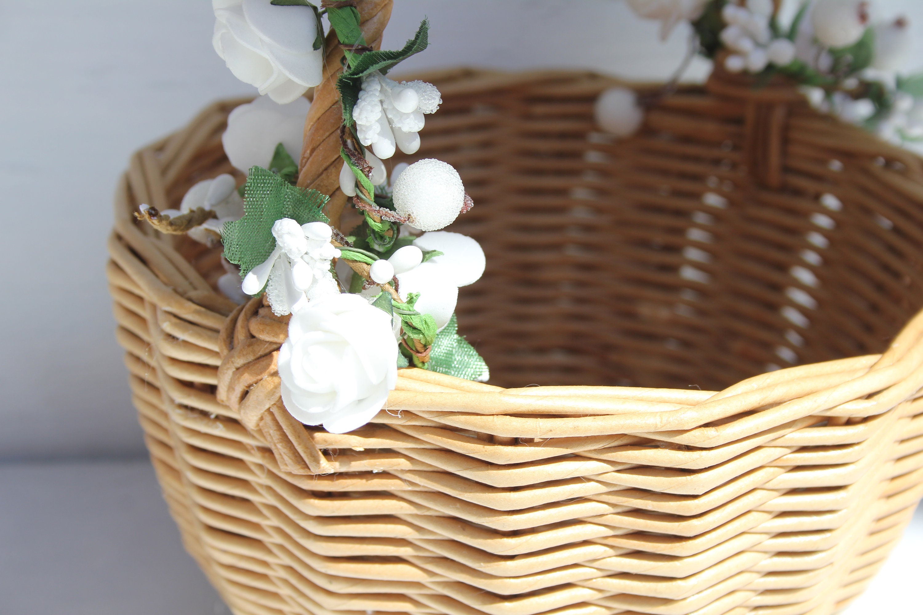 Wicker wedding basket Bridal basket Flower wedding basket Girl Etsy