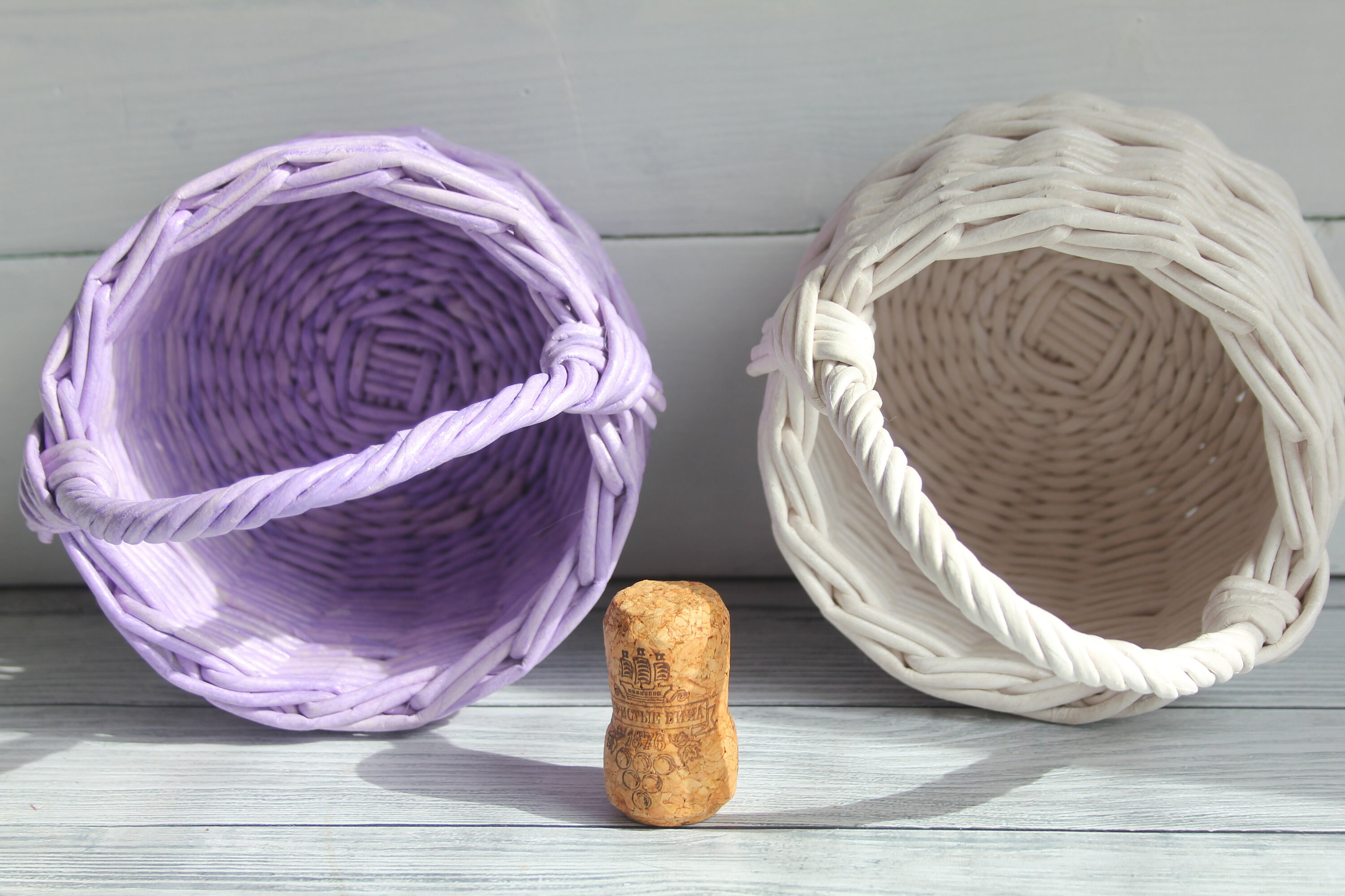 White wicker wedding basket Purple bride basket Flower wedding Etsy