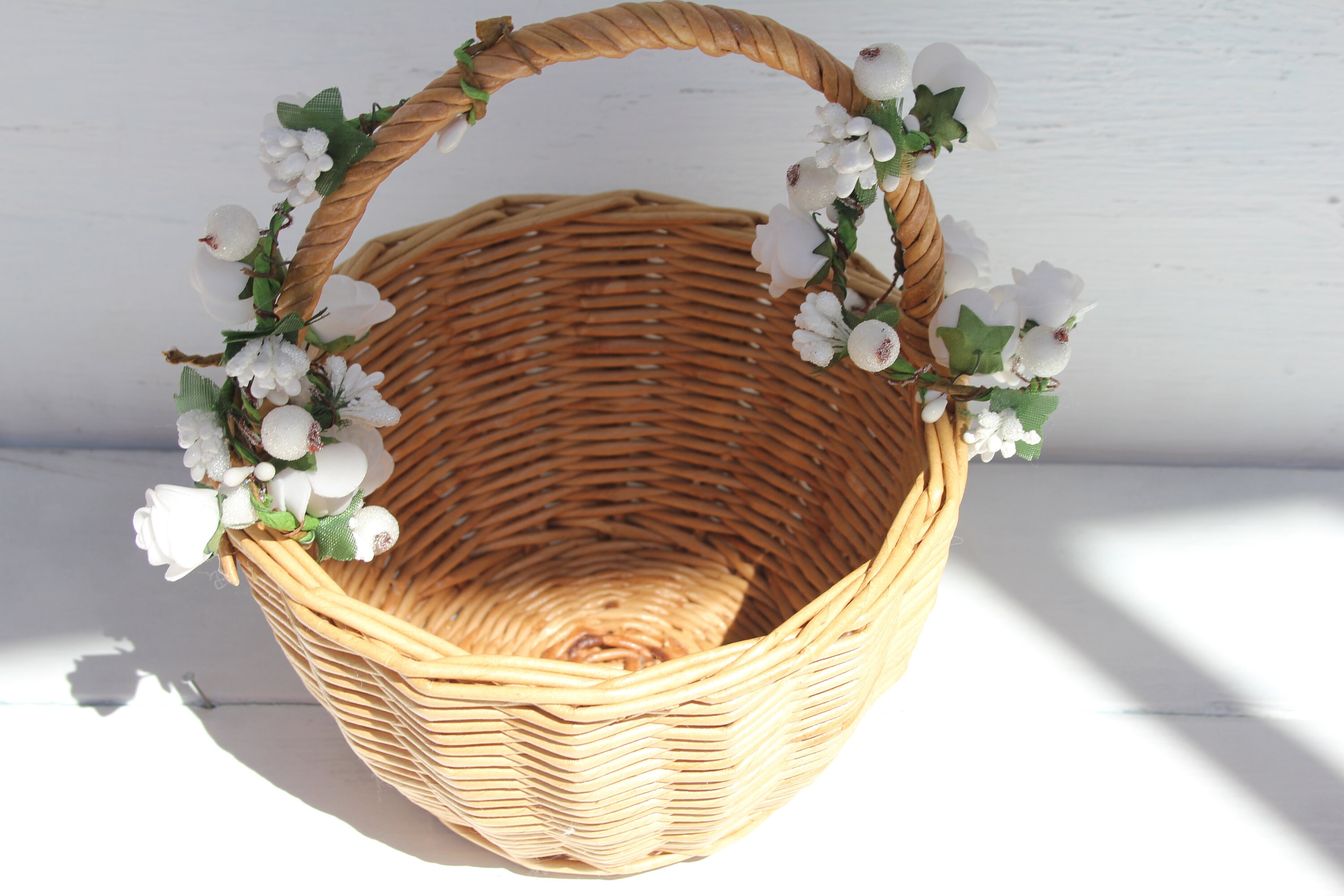 Wicker wedding basket Bridal basket Flower wedding basket Girl Etsy