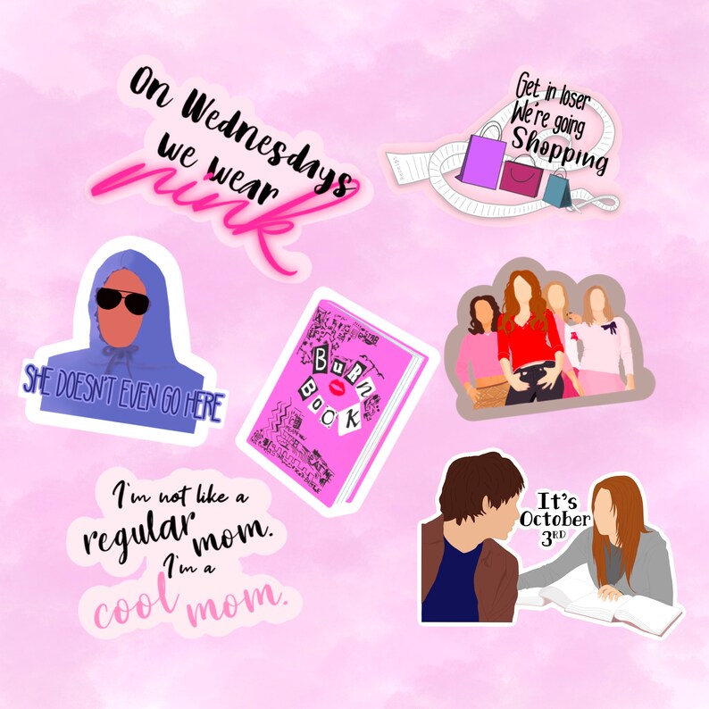 mean girls stickers stickers laptop stickers hydro flask etsy