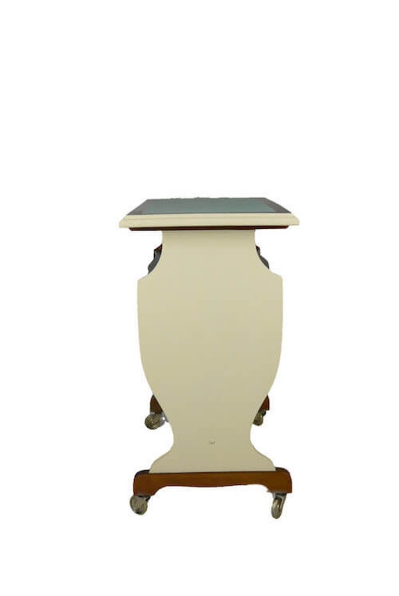 Vintage Side Table on Rolls With Color Accents Etsy