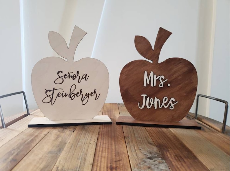 Teacher Name Plate Teacher Gift Custom Teacher Apple Etsy