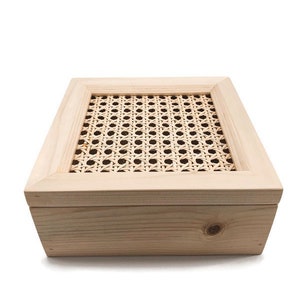 Boîte en bois et rotin tressé Boîte à bijoux Boîte à souvenir Boîte de cadeau en bois image 5