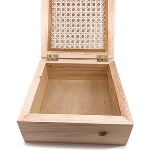 Boîte en bois et rotin tressé Boîte à bijoux Boîte à souvenir Boîte de cadeau en bois image 7